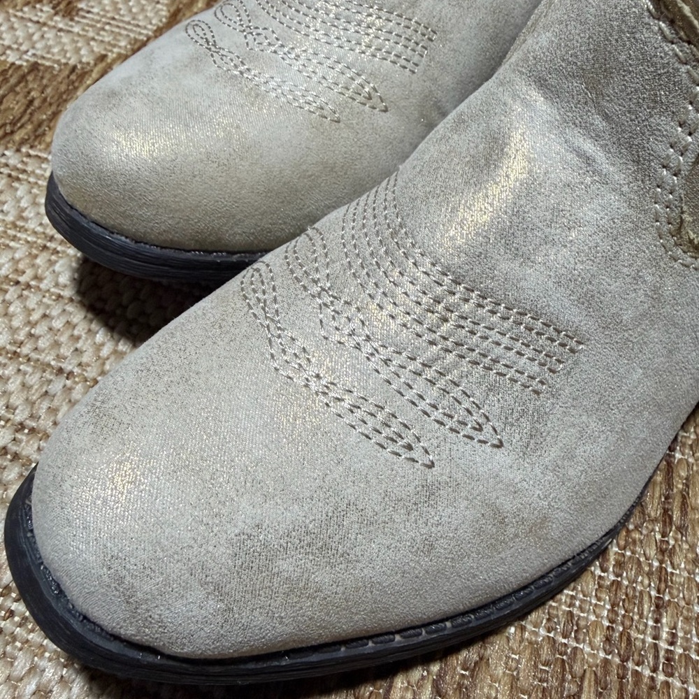 BIG BUDDHA Cowgirl Cowboy Gold shimmer Ankle Boots, BNWT Size 8 - Picture 5 of 14